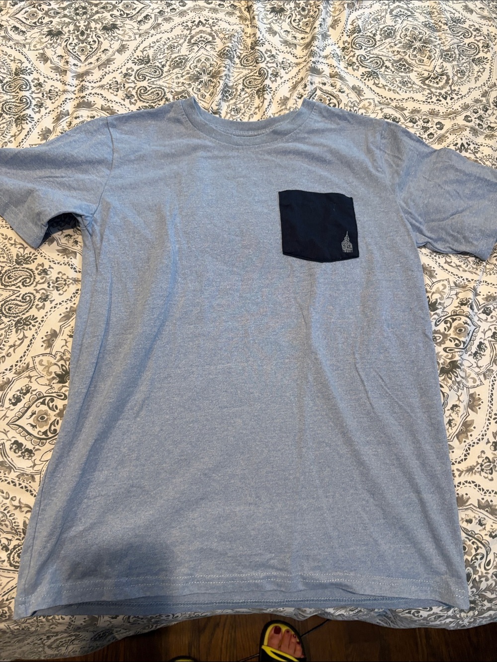 London Fog Light Blue Tee with Navy Chest Pocket